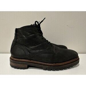 H by Hudson Boltby men size  EU 42 US 9 black  leather lace up ankle boots
